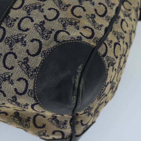CELINE C Sulky Boston Bag Canvas Leather Navy Gold Auth bs19729 - Picture 10 of 16